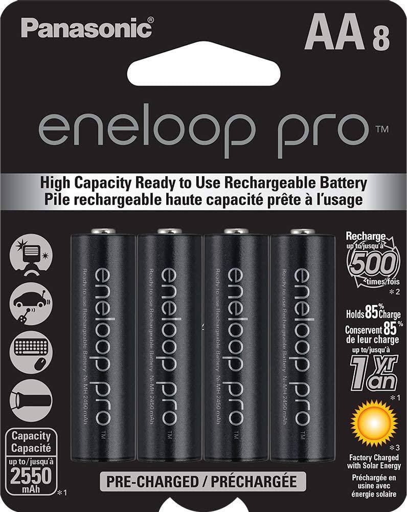 Panasonic eneloop pro AA Rechargeable NiMH Batteries (1.2V, 2550mAh, 8-Pack)