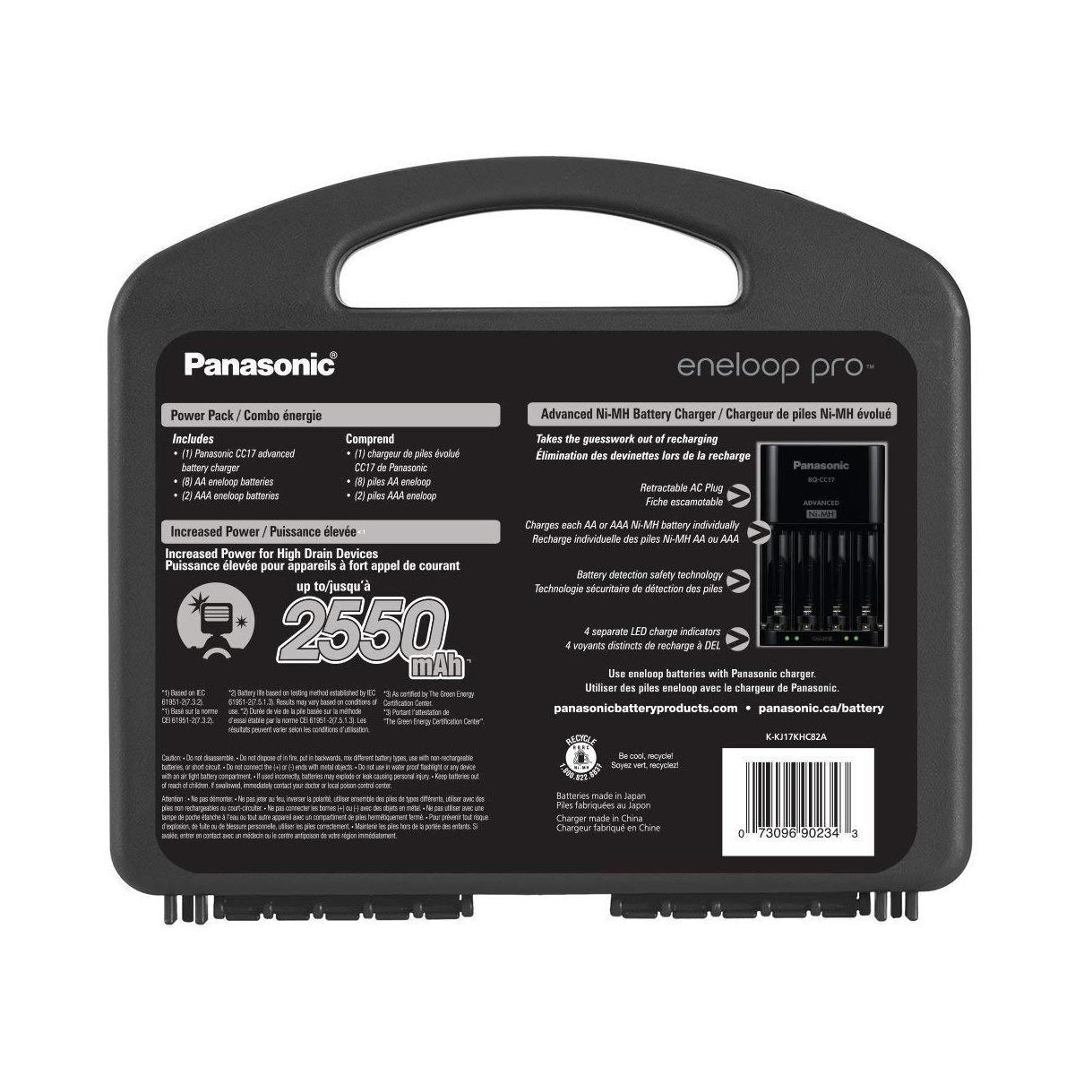 Panasonic eneloop pro High Capacity Power Pack with Charger, 8 AA and 2 AAA NiMH Batteries