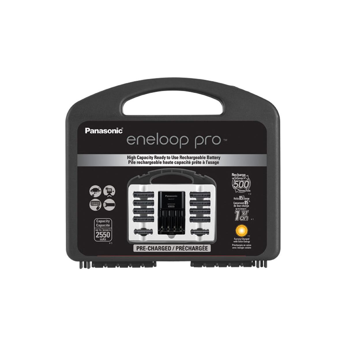 Panasonic eneloop pro High Capacity Power Pack with Charger, 8 AA and 2 AAA NiMH Batteries