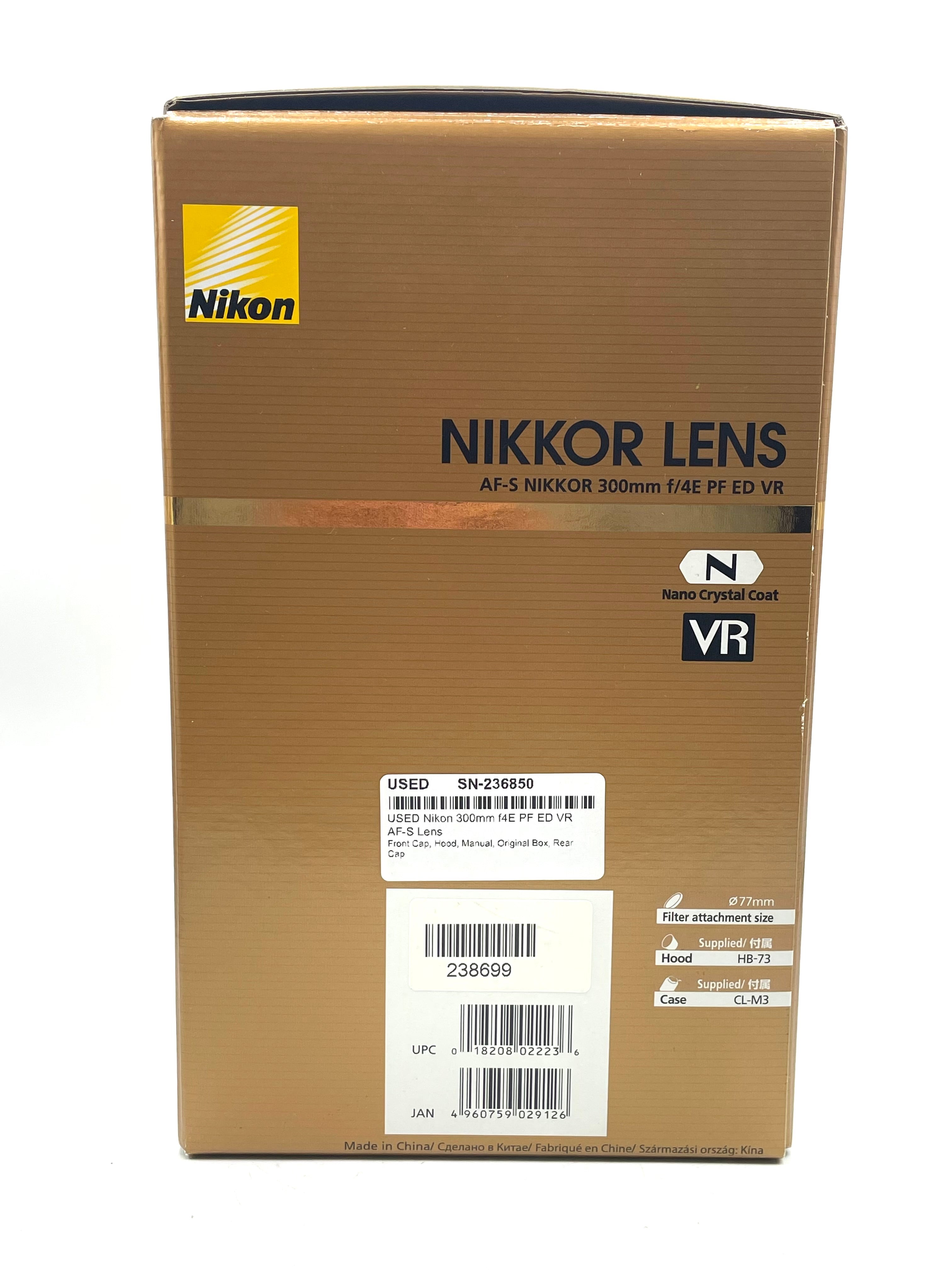 USED Nikon 300mm f4E PF ED VR AF-S Lens