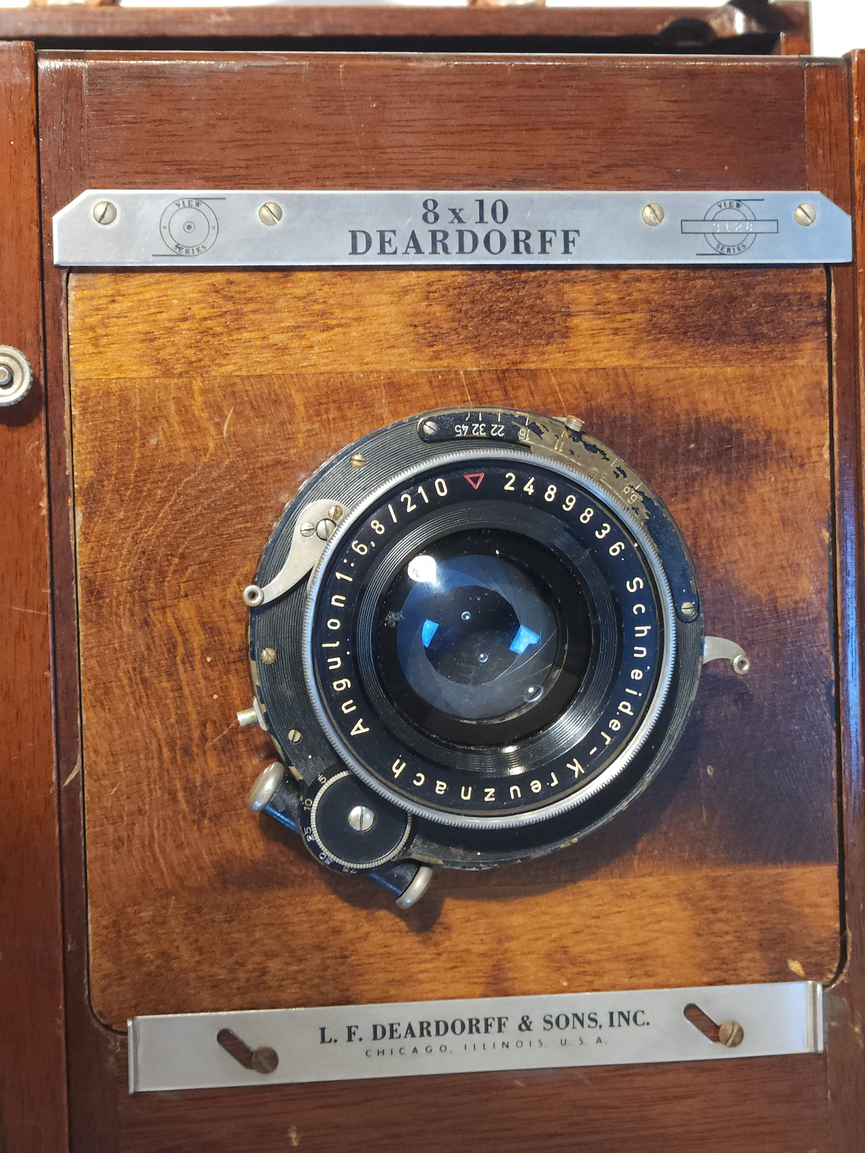 Used Deardorff 8x10 Wooden Field Camera w/Schneider-Kr. Angulon 210mm f6.8 Lens