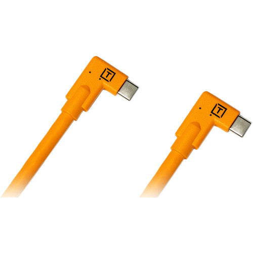 Tether Tools TetherPro Dual Right-Angle USB-C Cable (15', High-Visibility Orange)