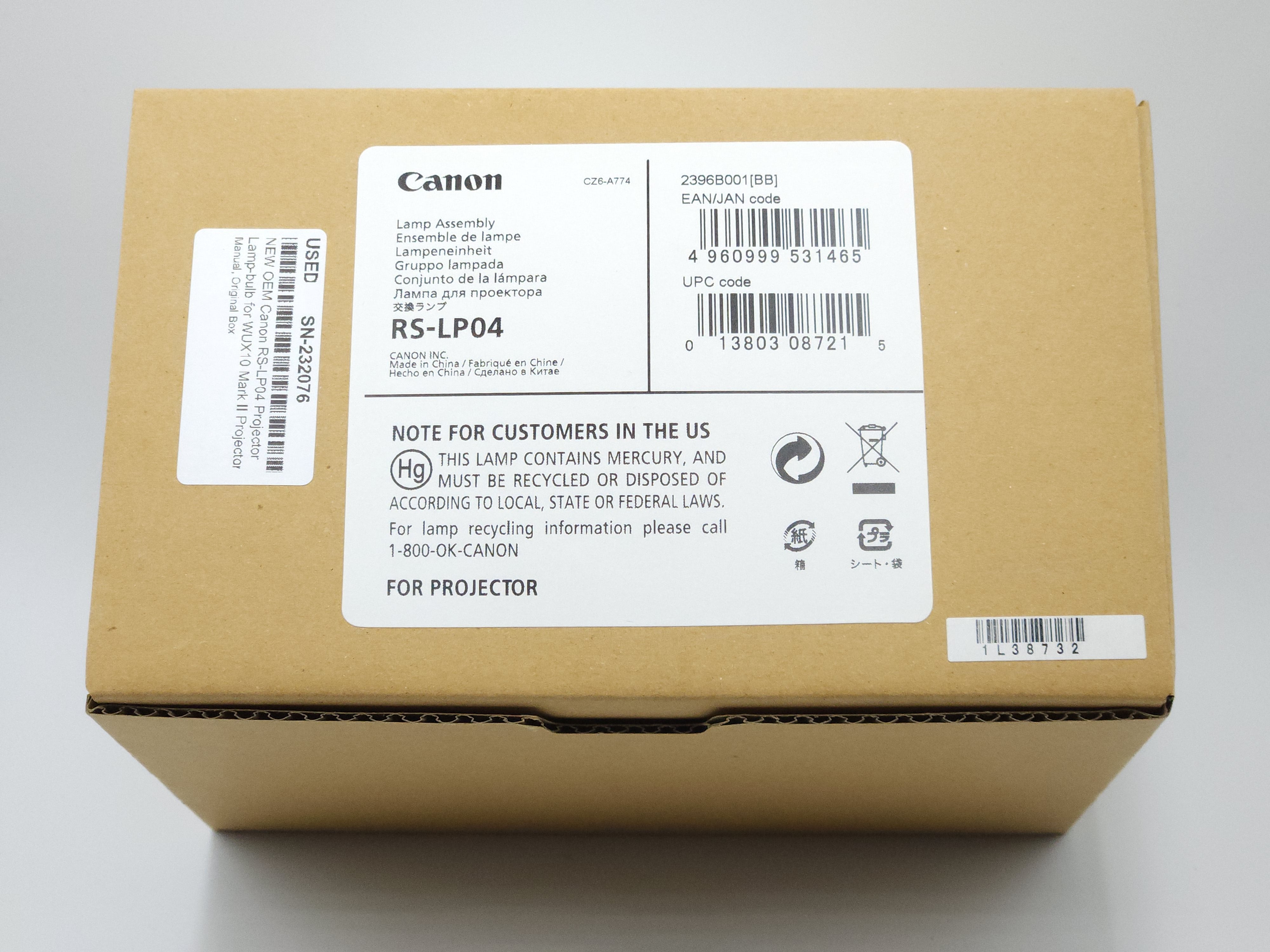 NEW OEM Canon RS-LP04 Projector Lamp-bulb for WUX10 Mark II Projector