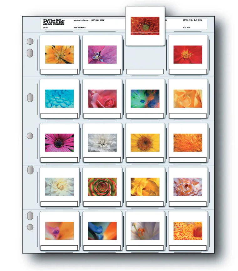 Print File 25 Pack Slide Pages for 2x2 Mounted Slides (2x2-20B)