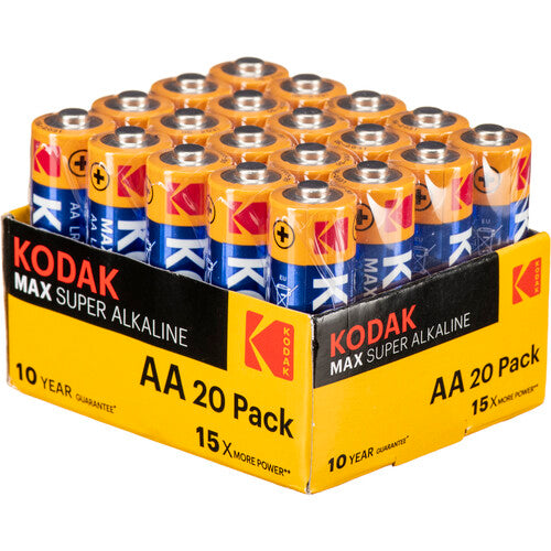 Kodak MAX AA Super Alkaline Batteries (1.5V, 2800mAh, 20-Pack)