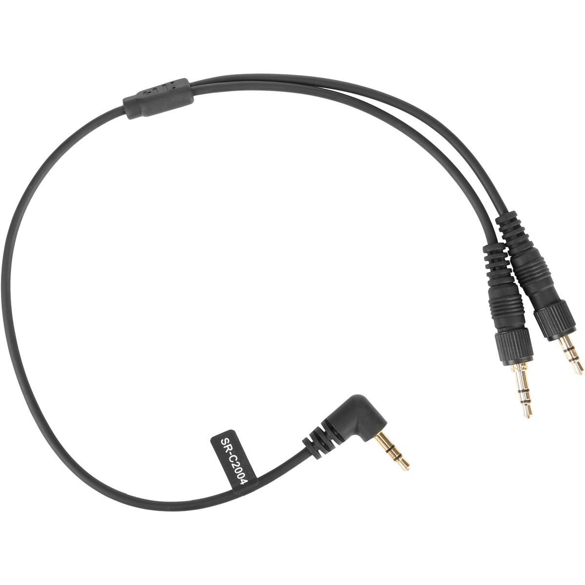 Saramonic SR-C2004 Dual Locking 3.5mm to Right-Angle 3.5mm Output Y-Cable for Two Wireless Receivers (13")