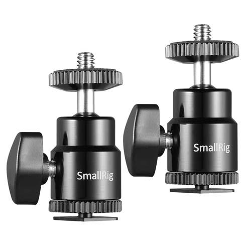 SmallRig Camera Hot Shoe Mount with 1/4"-20 Screw Ball Head (2-Pack) (2059)