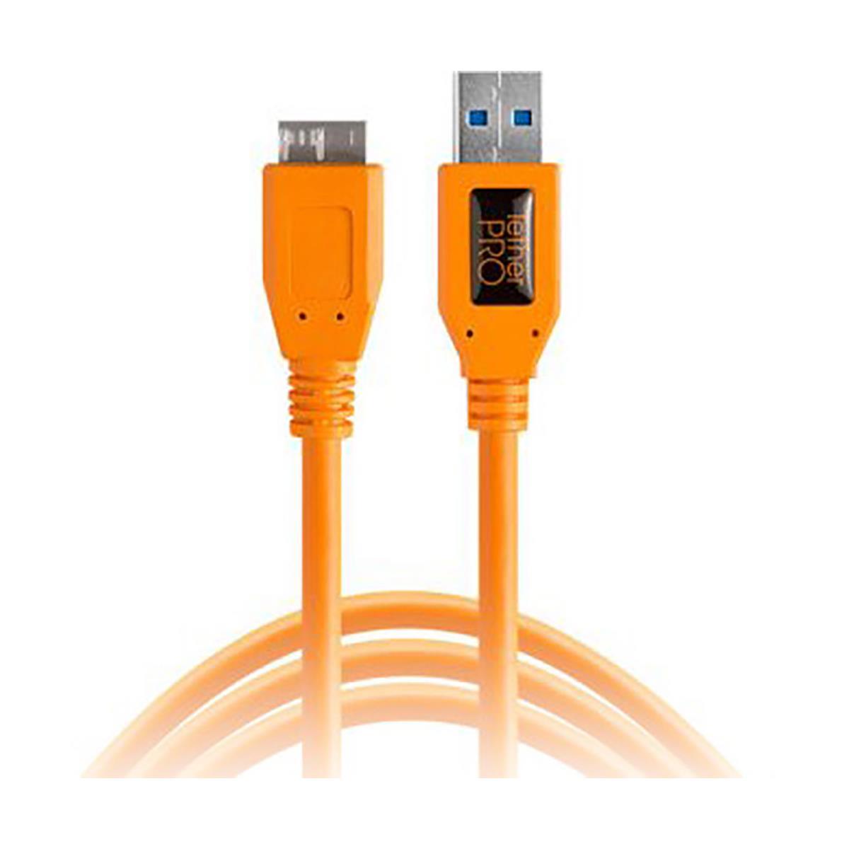 Tether Tools TetherPro USB 3.0 Male Type-A to USB 3.0 Micro-B Cable (15', Orange)