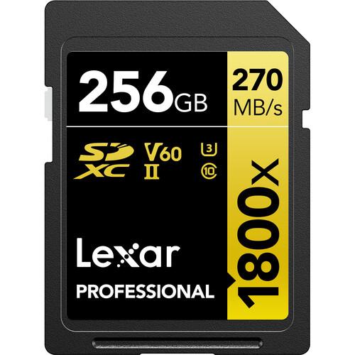 Lexar 256GB Professional 1800x UHS-II SDXC Memory Card (GOLD Series)