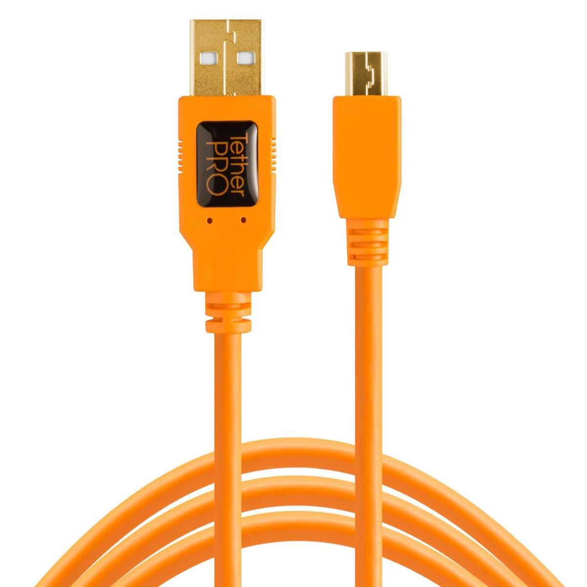 Tether Tools TetherPro USB 2.0 Type-A to 5-Pin Mini-USB Cable (Orange, 15')