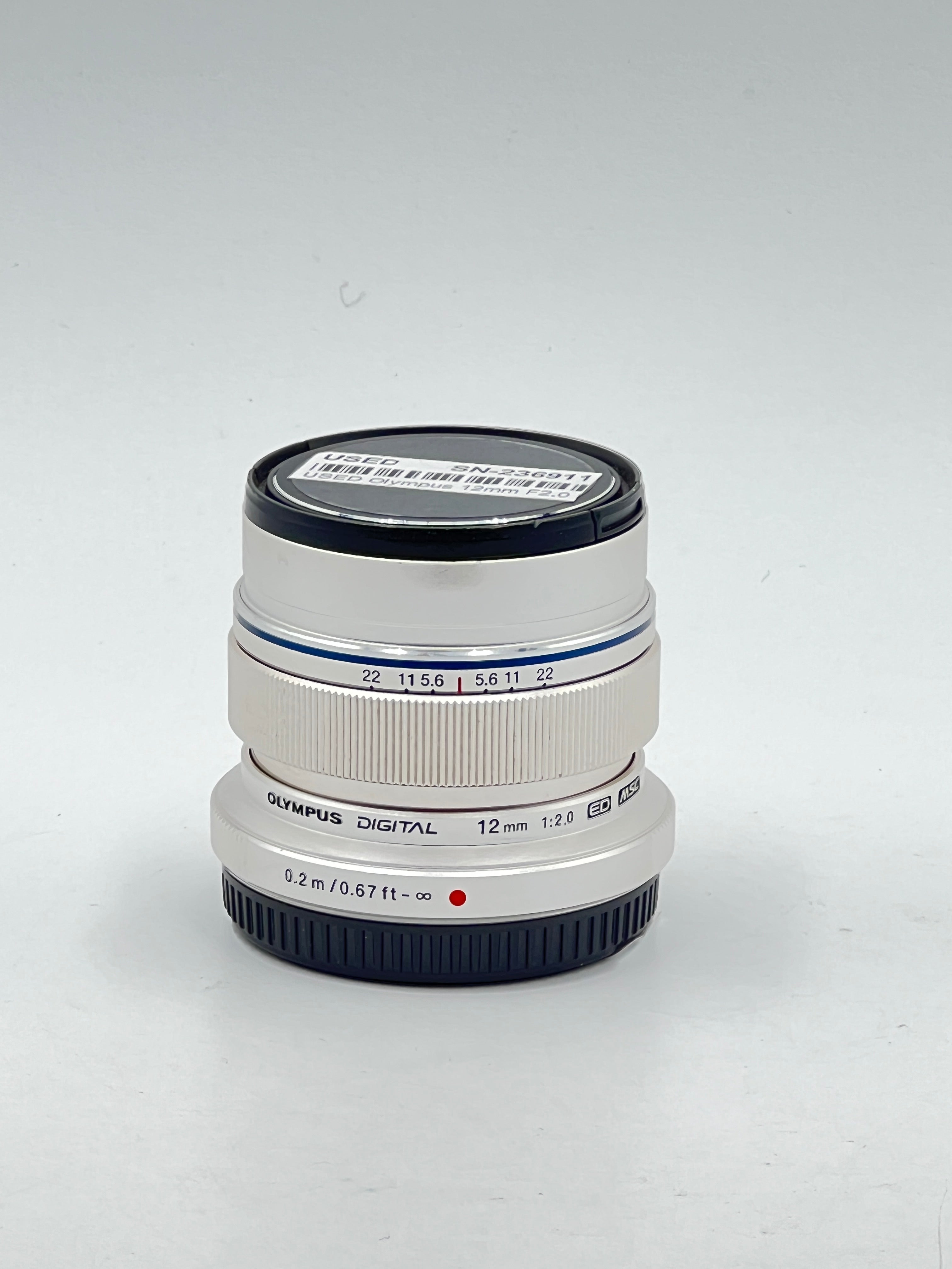 USED Olympus 12mm F2.0 M4/3 Lens (Silver)