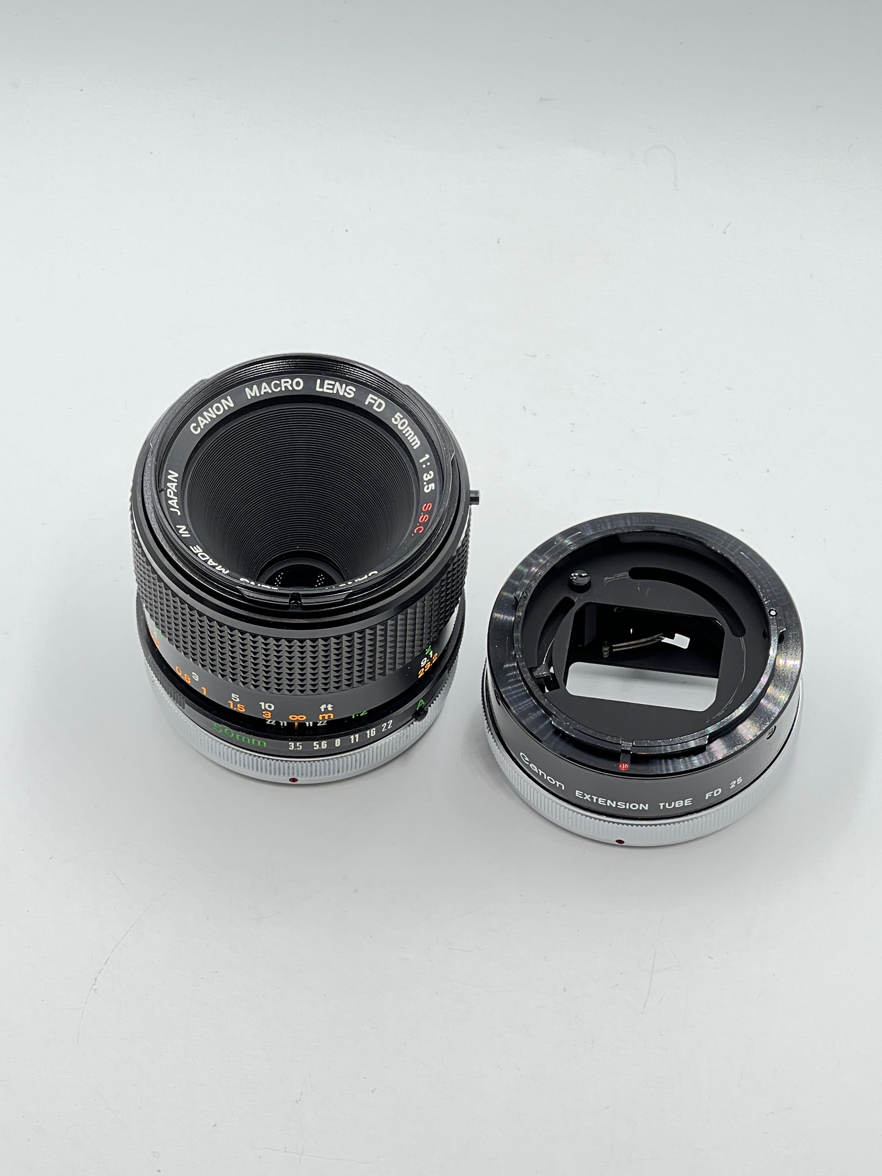 Used Canon 50mm f3.5 SSC Macro FD Lens w/FD25 Extension Tube