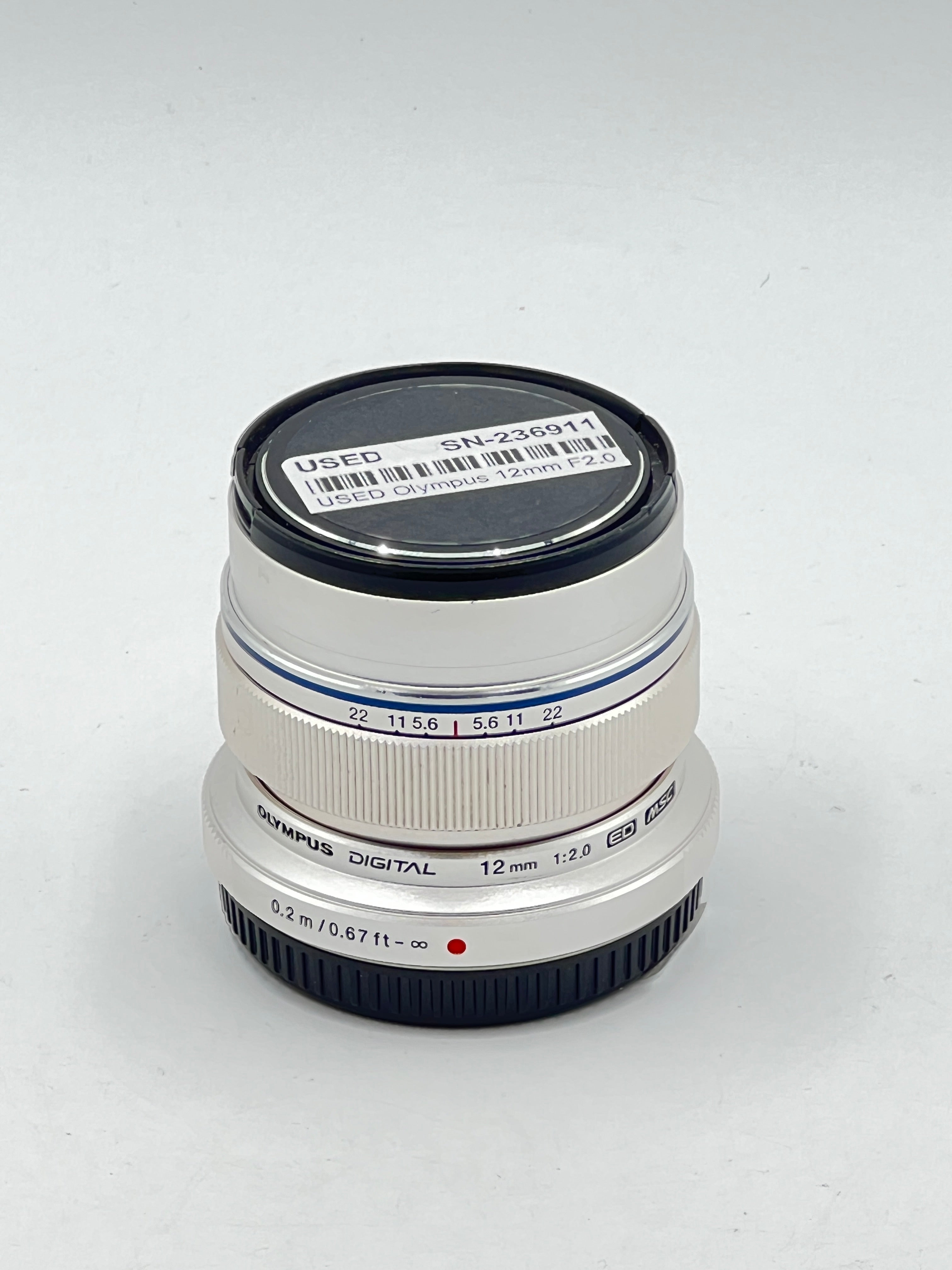 USED Olympus 12mm F2.0 M4/3 Lens (Silver)