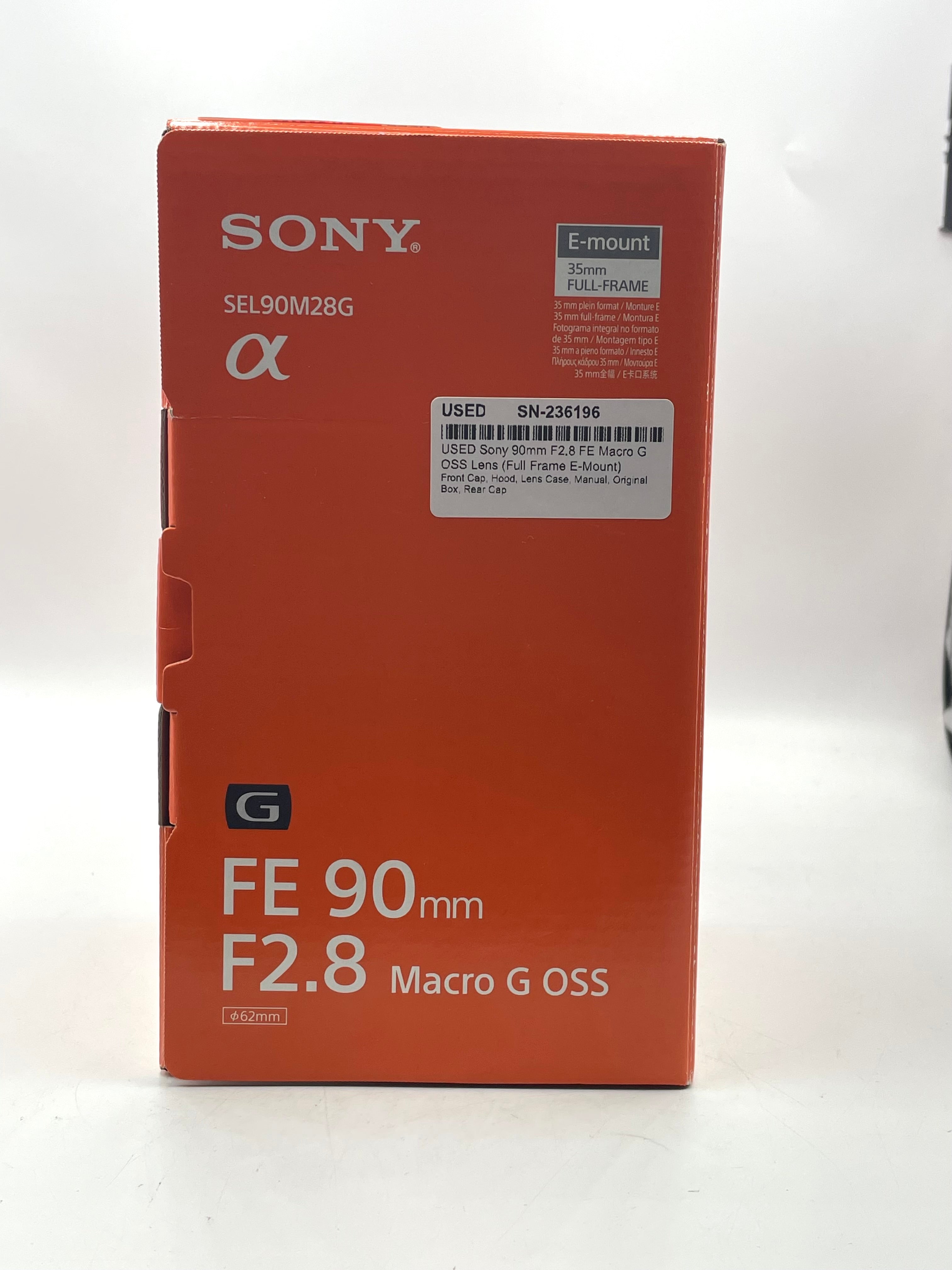 USED Sony 90mm F2.8 FE Macro G OSS Lens (Full Frame E-Mount)