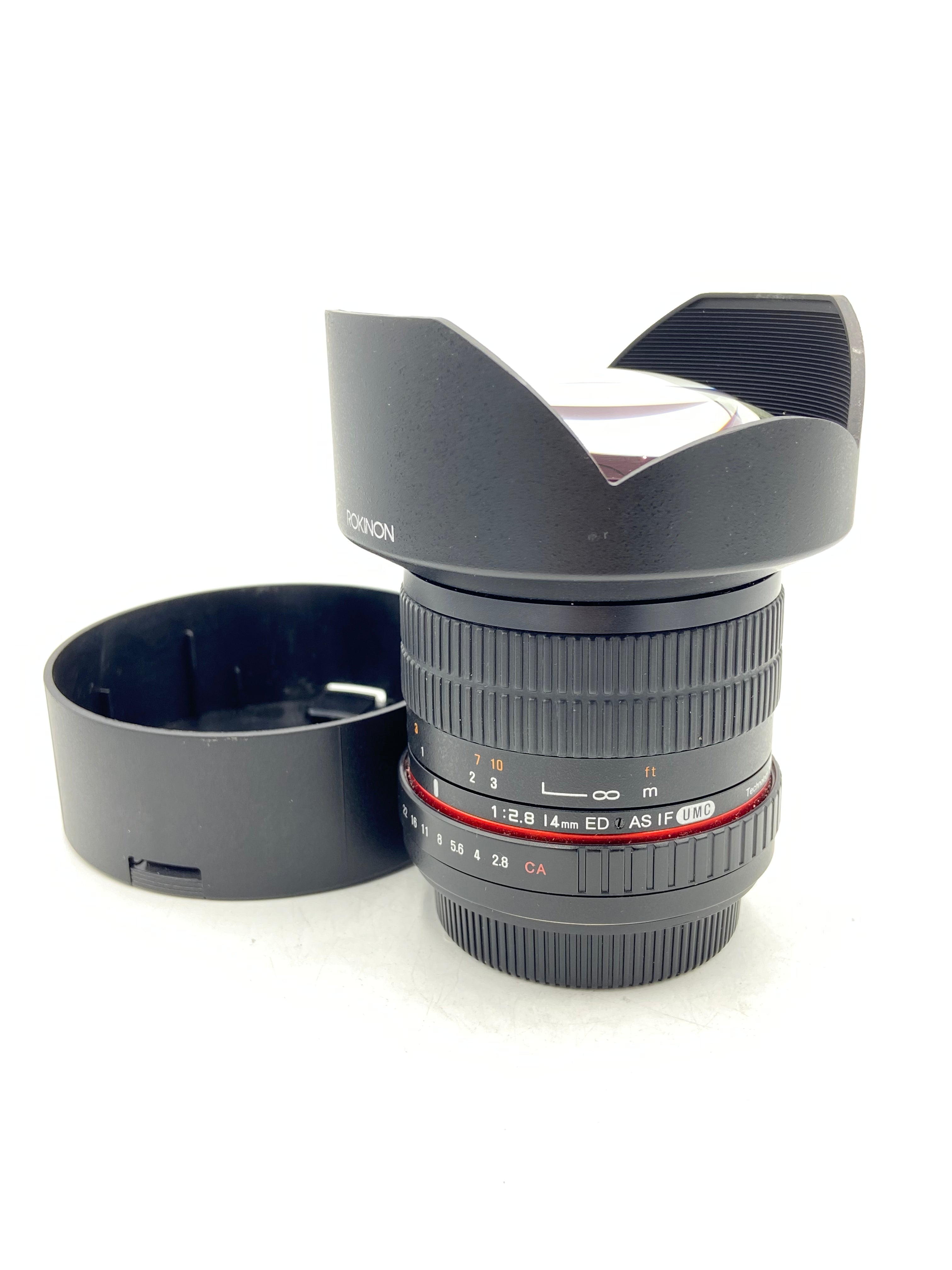 Used Rokinon 14mm F2.8 Aspherical Super Wide  Angle Lens for Canon EF Mount