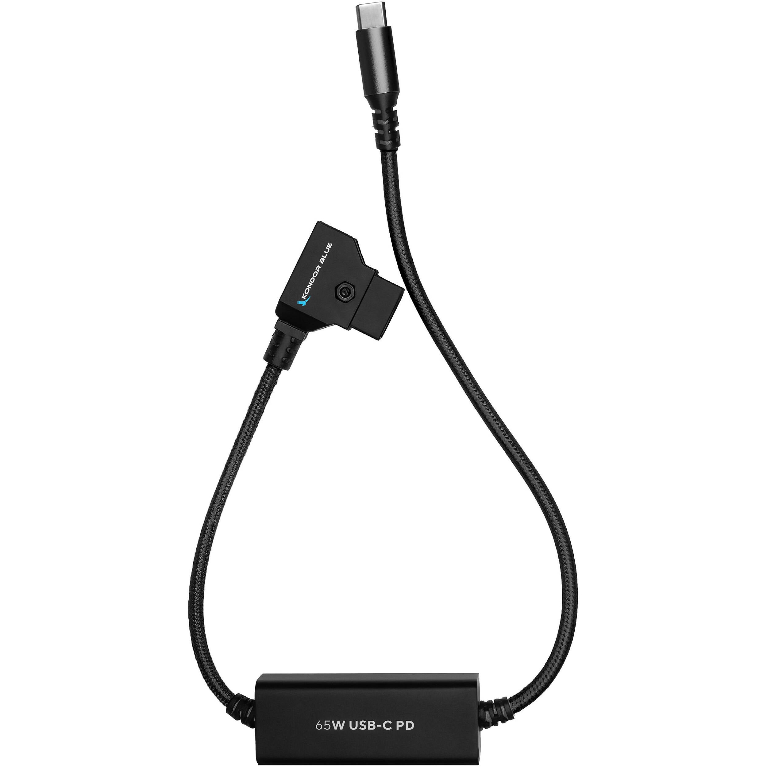 Kondor Blue D-Tap to USB-C Power Delivery Cable for Mirrorless Cameras (16", Raven Black)